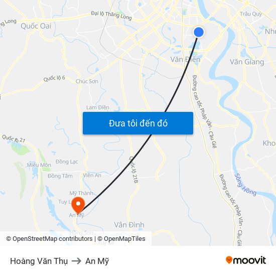 Hoàng Văn Thụ to An Mỹ map
