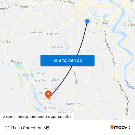 Tả Thanh Oai to An Mỹ map