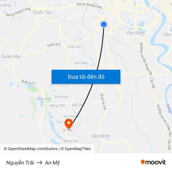 Nguyễn Trãi to An Mỹ map