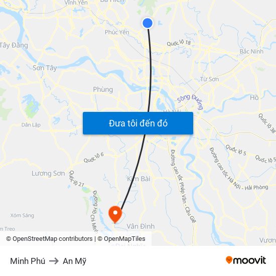 Minh Phú to An Mỹ map