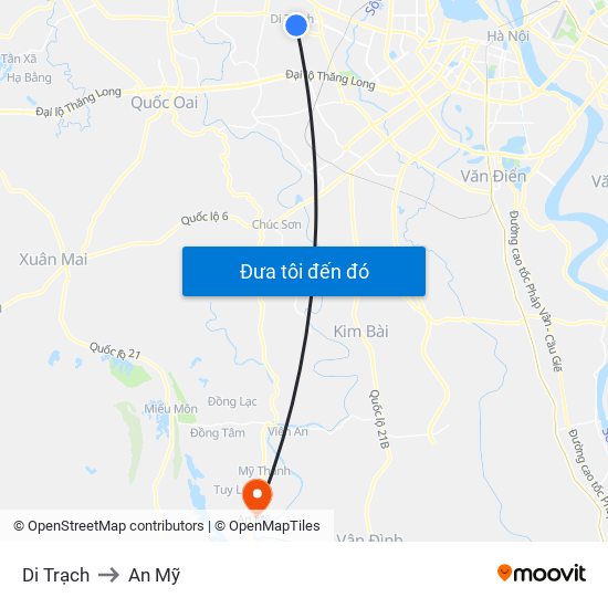 Di Trạch to An Mỹ map
