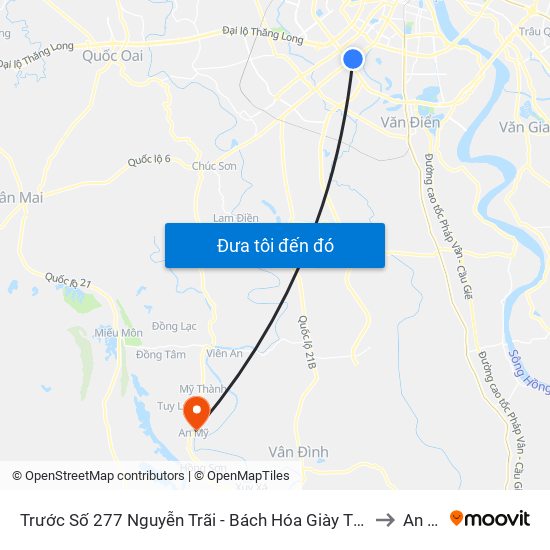 Trước Số 277 Nguyễn Trãi - Bách Hóa Giày Thượng Đình to An Mỹ map