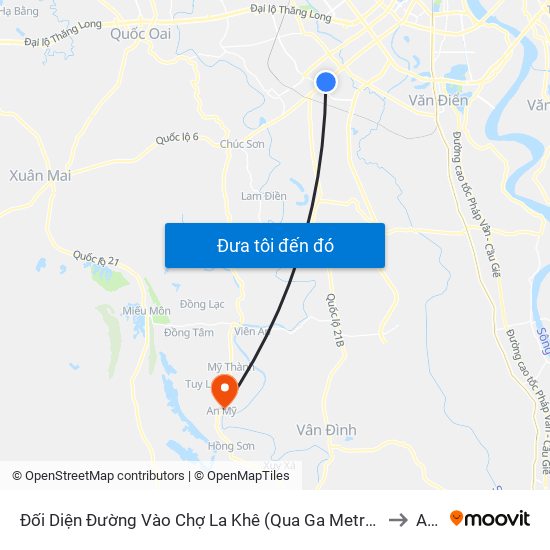 Đối Diện Đường Vào Chợ La Khê (Qua Ga Metro La Khê) - 405 Quang Trung (Hà Đông) to An Mỹ map