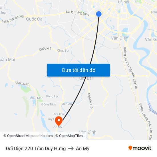 Đối Diện 220 Trần Duy Hưng to An Mỹ map