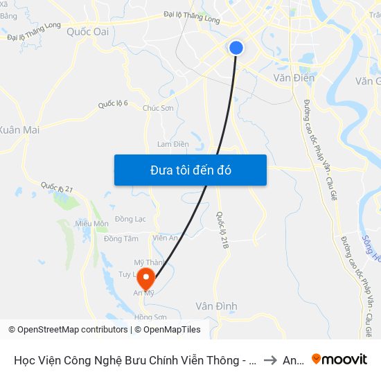 Học Viện Công Nghệ Bưu Chính Viễn Thông - Trần Phú (Hà Đông) to An Mỹ map