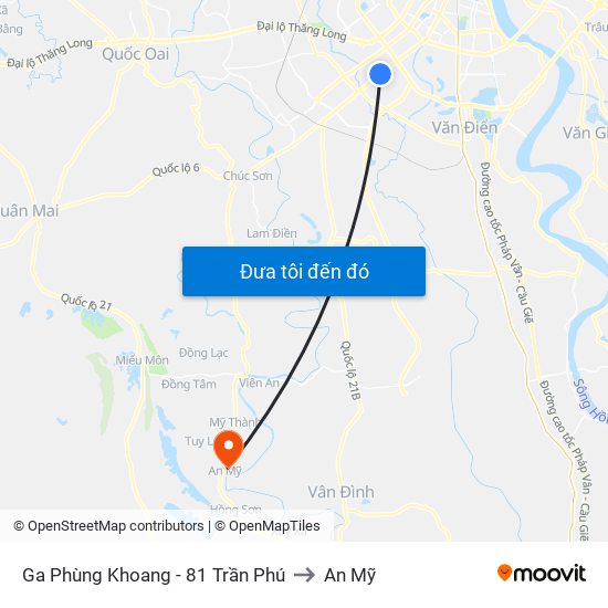 Ga Phùng Khoang - 81 Trần Phú to An Mỹ map