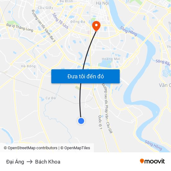 Đại Áng to Bách Khoa map