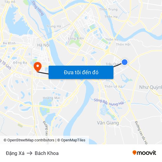 Đặng Xá to Bách Khoa map