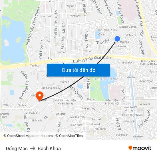 Đống Mác to Bách Khoa map