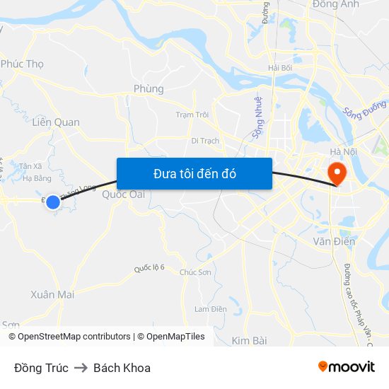 Đồng Trúc to Bách Khoa map