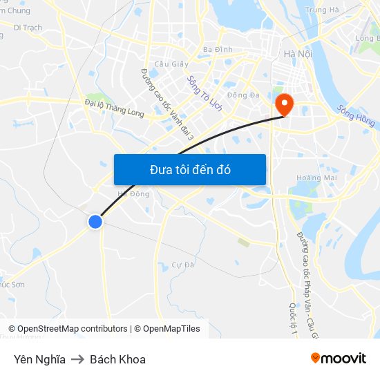 Yên Nghĩa to Bách Khoa map