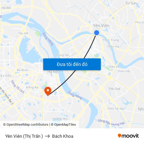 Yên Viên (Thị Trấn ) to Bách Khoa map