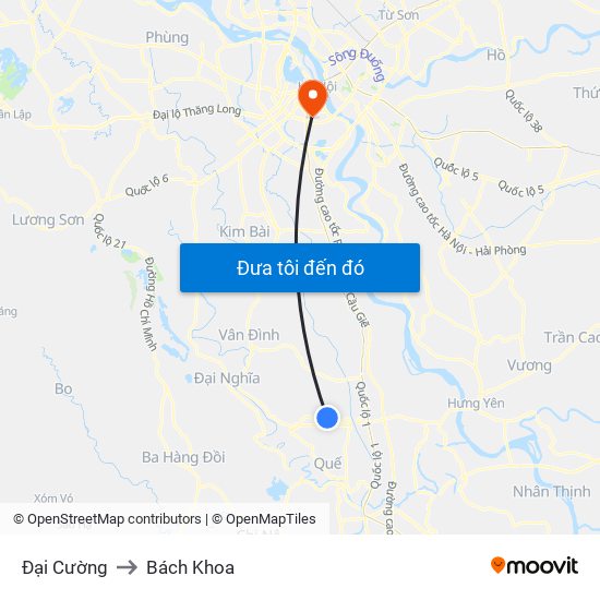 Đại Cường to Bách Khoa map