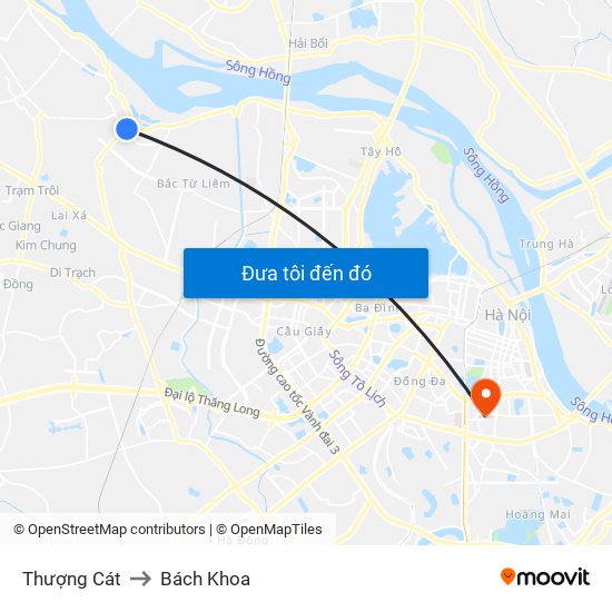 Thượng Cát to Bách Khoa map