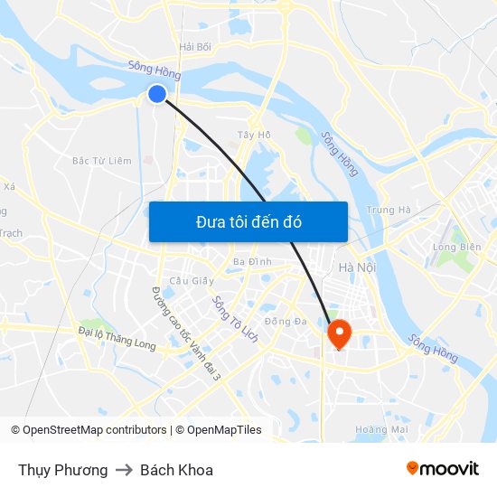 Thụy Phương to Bách Khoa map