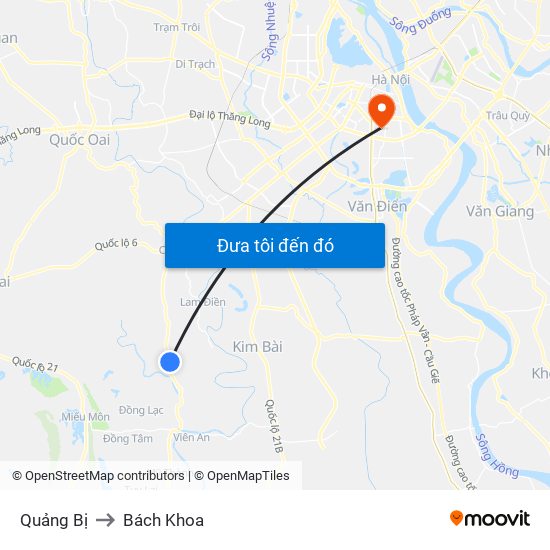 Quảng Bị to Bách Khoa map