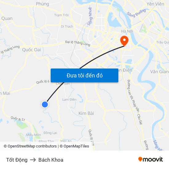 Tốt Động to Bách Khoa map