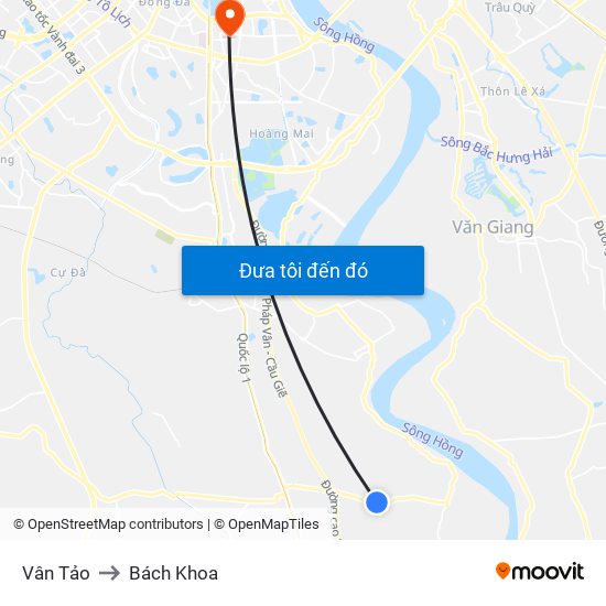 Vân Tảo to Bách Khoa map