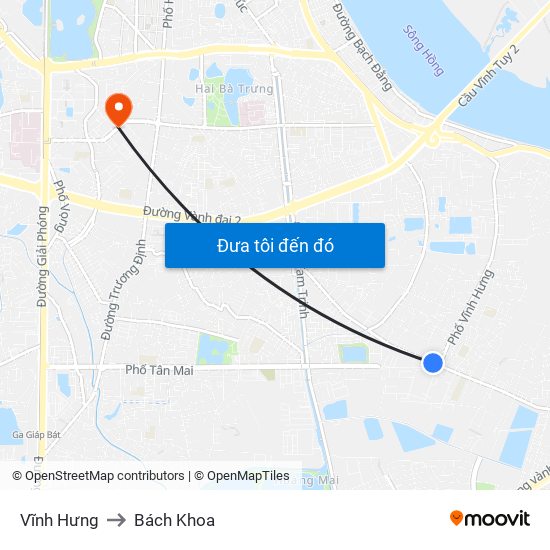 Vĩnh Hưng to Bách Khoa map
