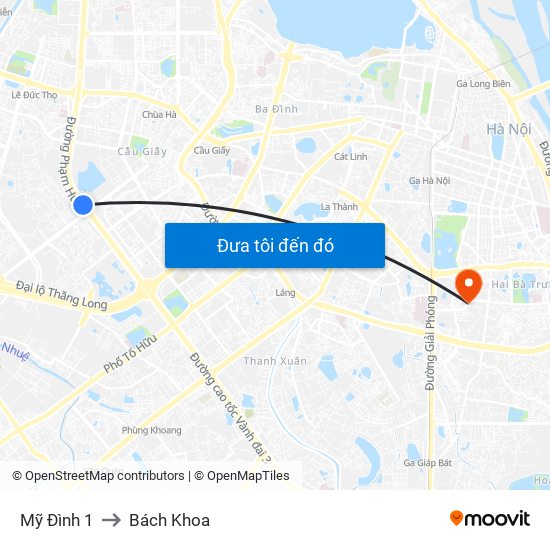 Mỹ Đình 1 to Bách Khoa map