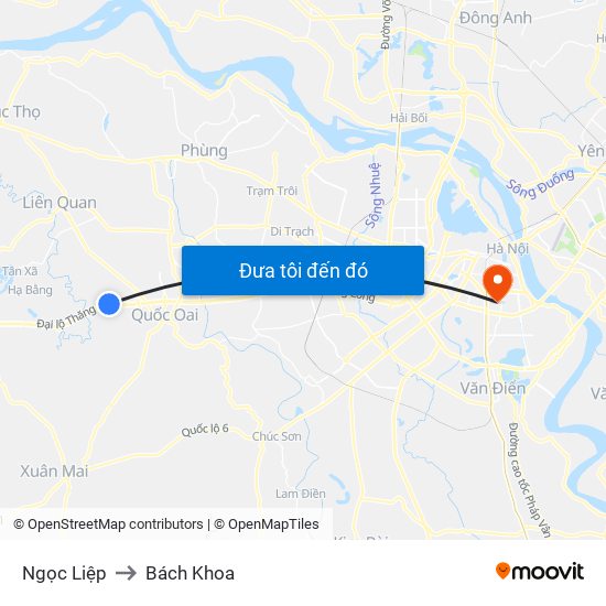 Ngọc Liệp to Bách Khoa map