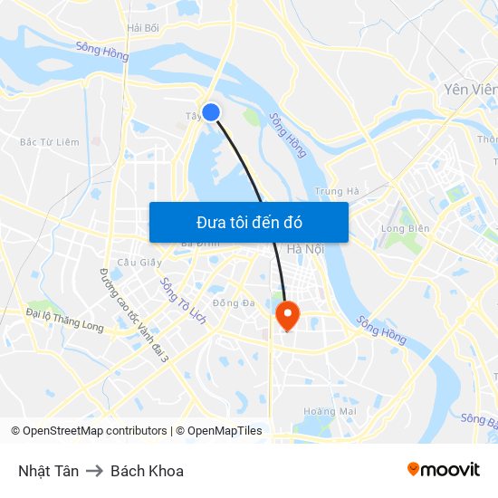 Nhật Tân to Bách Khoa map