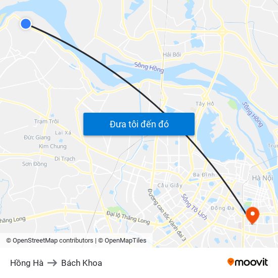 Hồng Hà to Bách Khoa map