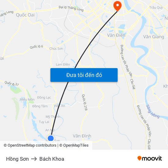 Hồng Sơn to Bách Khoa map