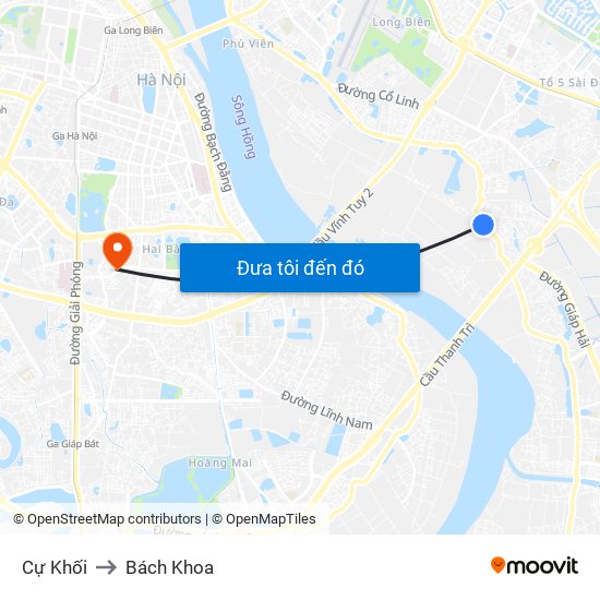 Cự Khối to Bách Khoa map