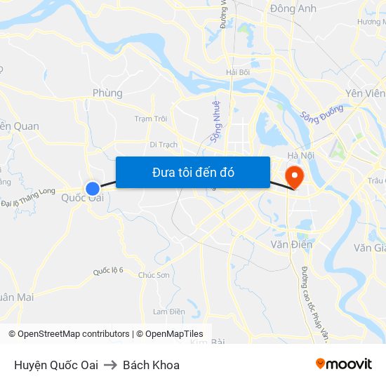 Huyện Quốc Oai to Bách Khoa map