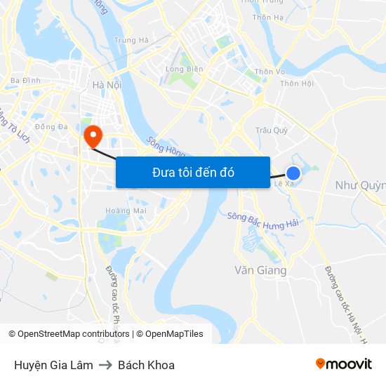 Huyện Gia Lâm to Bách Khoa map