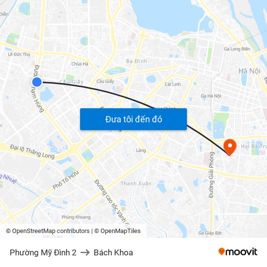 Phường Mỹ Đình 2 to Bách Khoa map