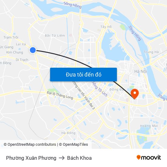 Phường Xuân Phương to Bách Khoa map