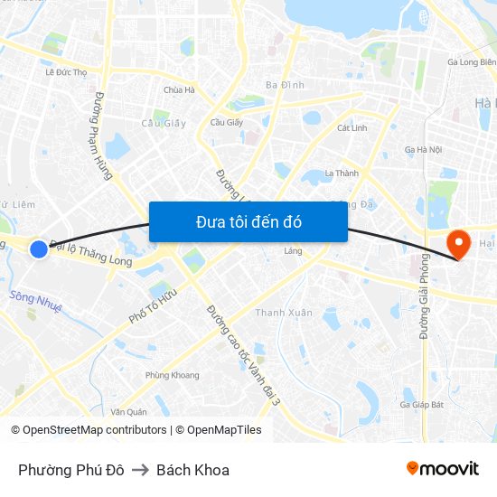 Phường Phú Đô to Bách Khoa map