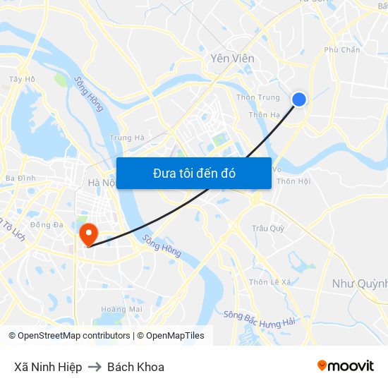 Xã Ninh Hiệp to Bách Khoa map