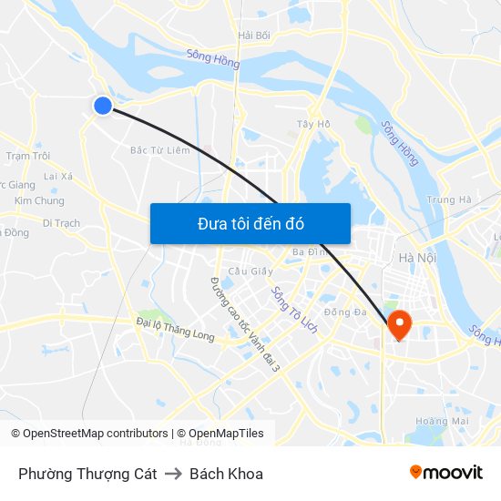 Phường Thượng Cát to Bách Khoa map