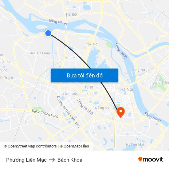 Phường Liên Mạc to Bách Khoa map