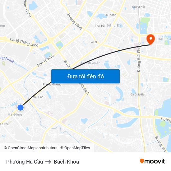 Phường Hà Cầu to Bách Khoa map