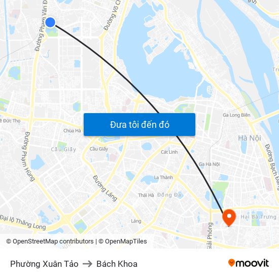 Phường Xuân Tảo to Bách Khoa map