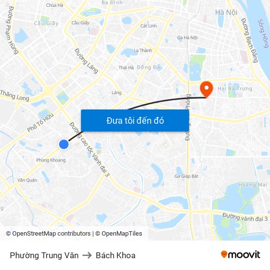 Phường Trung Văn to Bách Khoa map