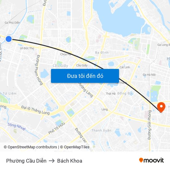 Phường Cầu Diễn to Bách Khoa map