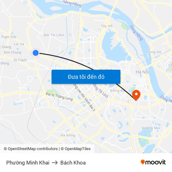 Phường Minh Khai to Bách Khoa map