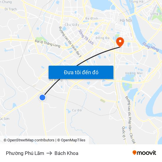 Phường Phú Lãm to Bách Khoa map