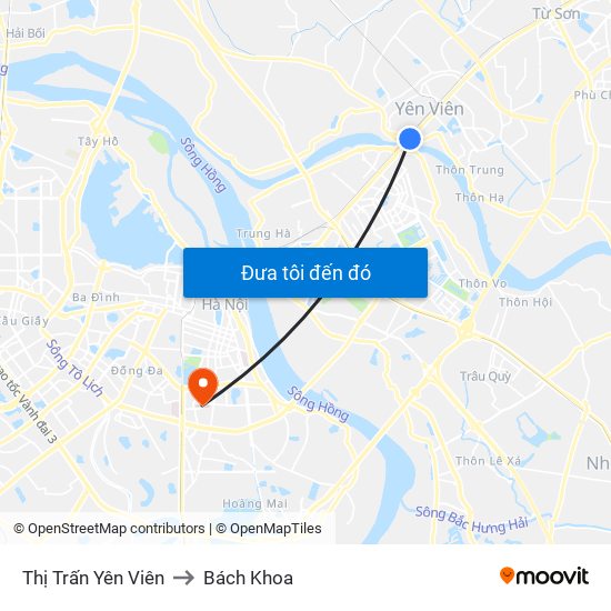 Thị Trấn Yên Viên to Bách Khoa map