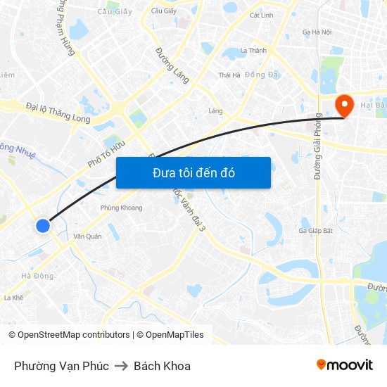 Phường Vạn Phúc to Bách Khoa map