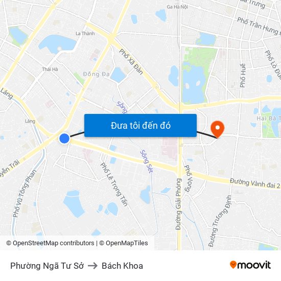 Phường Ngã Tư Sở to Bách Khoa map