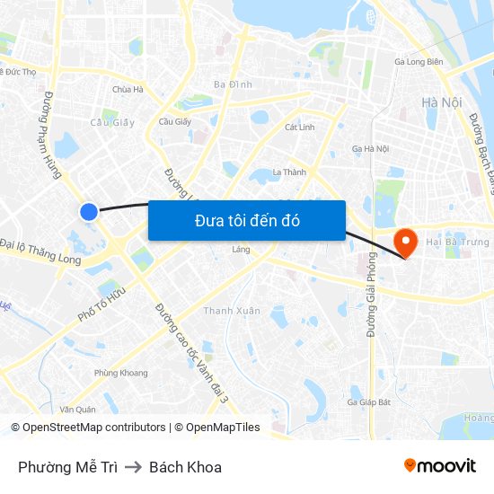 Phường Mễ Trì to Bách Khoa map