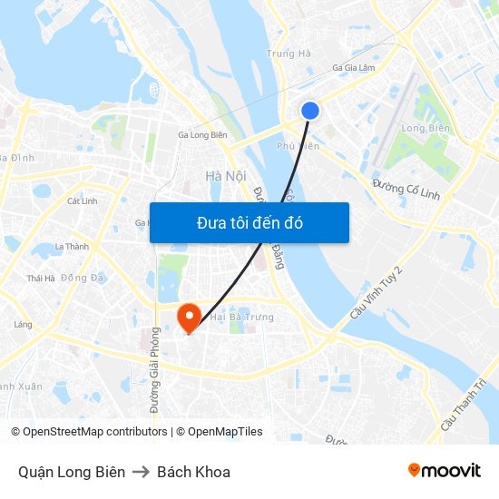 Quận Long Biên to Bách Khoa map