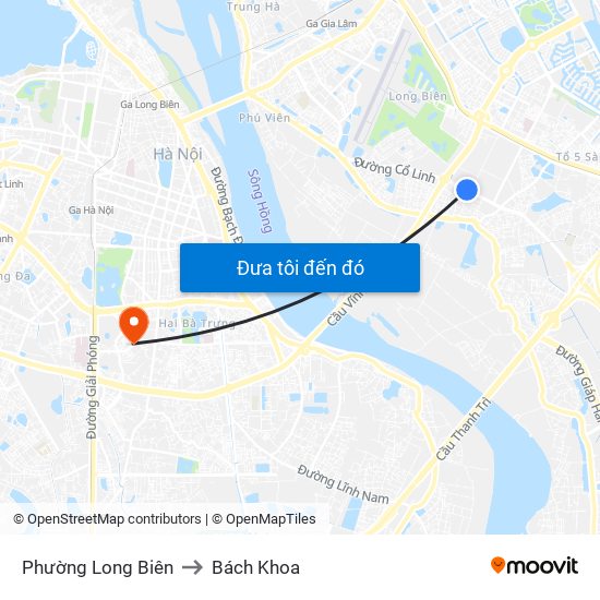 Phường Long Biên to Bách Khoa map