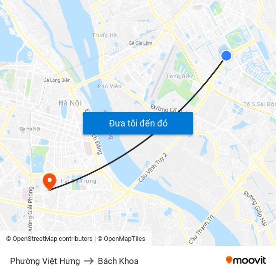 Phường Việt Hưng to Bách Khoa map